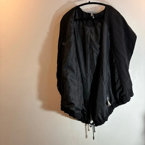 DESIGUAL Sz 36 Abstract Script Red Heart Hooded Drawstrings Canvas Trench Coat - Picture 12 of 15